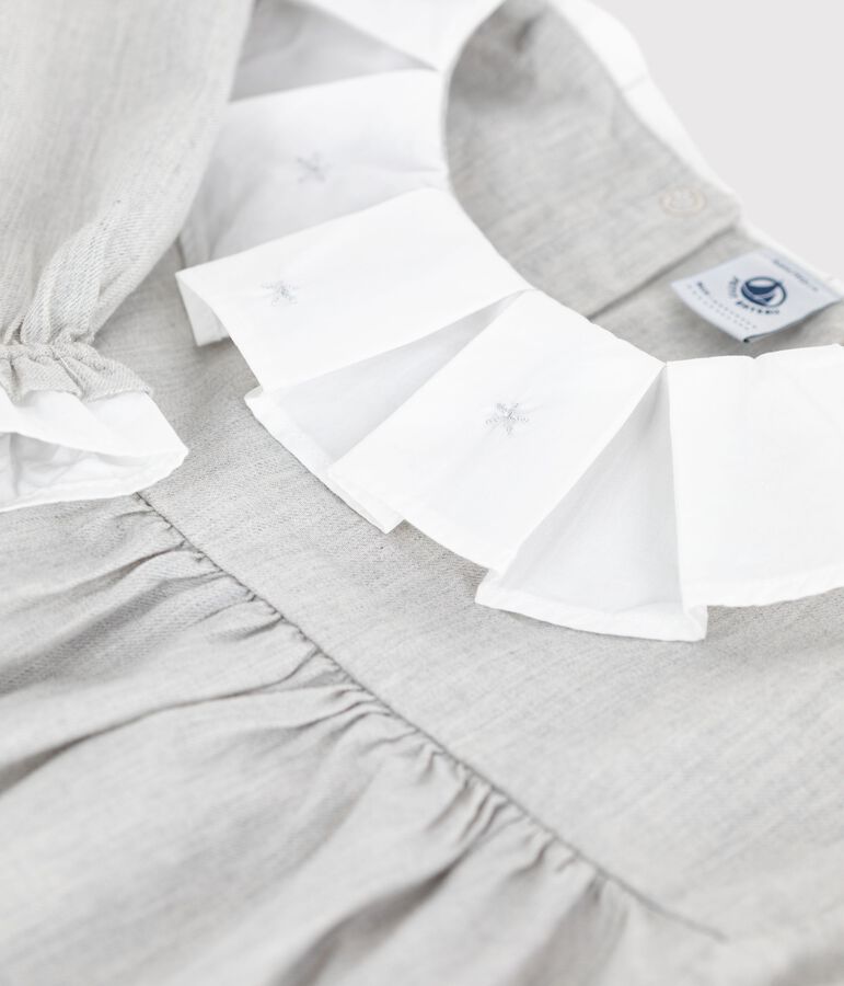 Children's long-sleeved plain flannel dress grey