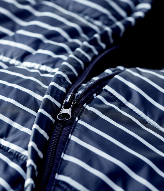 Babies' Striped Snowsuit SMOKING blue/MARSHMALLOW white