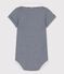 Babies' Organic Cotton Pinstriped Bodysuit With Polo Shirt Collar SMOKING blue/MARSHMALLOW white