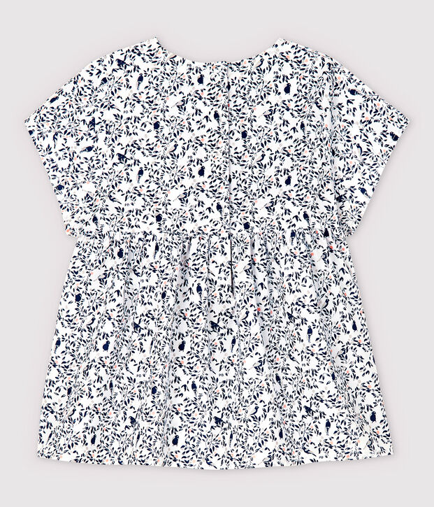 Baby Girls' Short-Sleeved Poplin Blouse white/multicolor