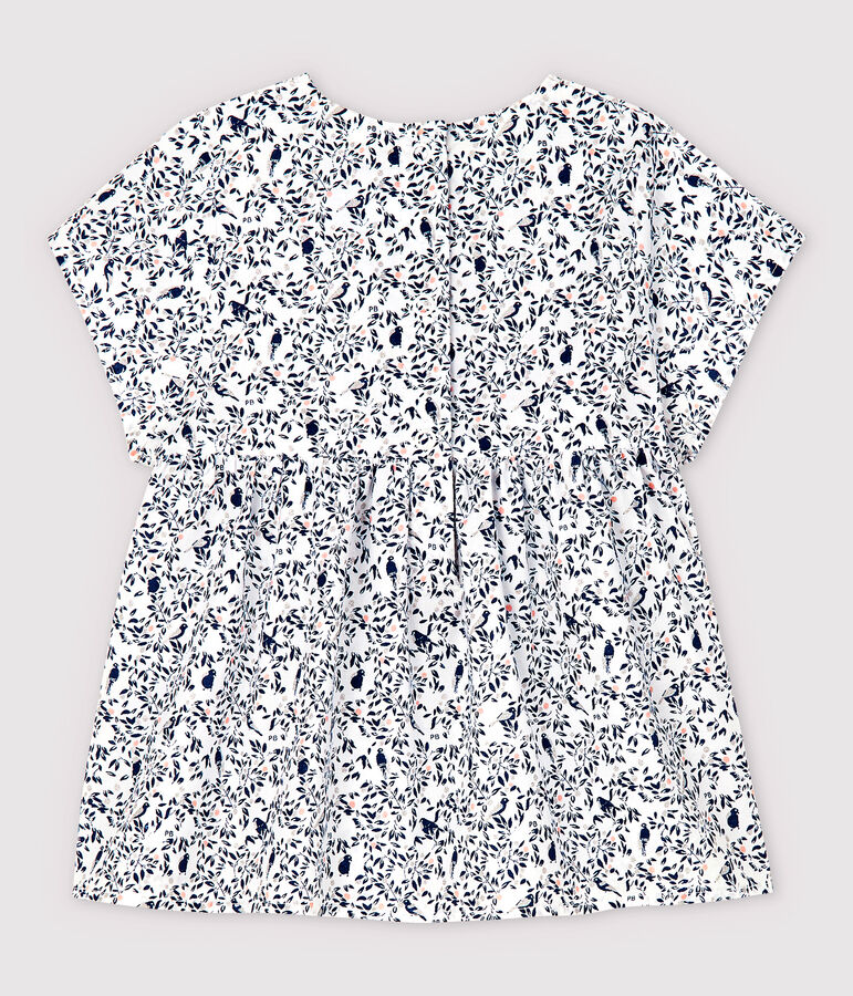 Baby Girls' Short-Sleeved Poplin Blouse MARSHMALLOW white/MULTICO white