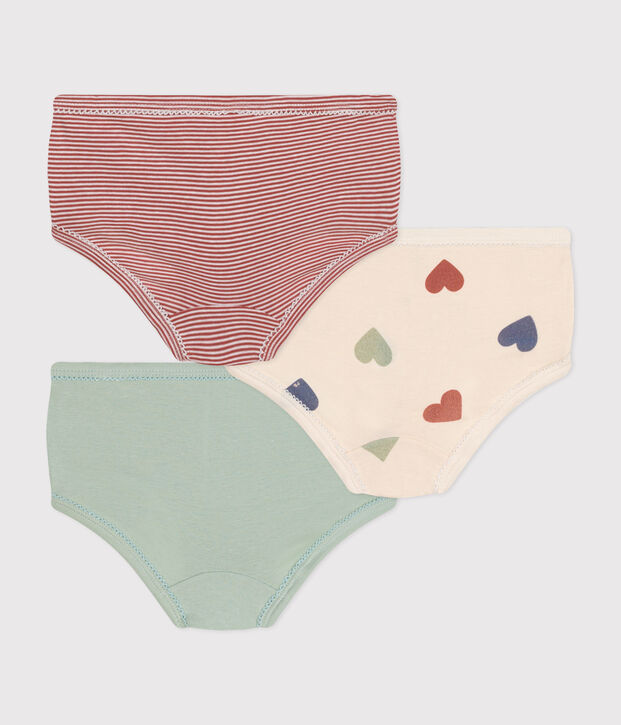 Children's High-Waisted Cotton Heart Knickers - 3-Pack multicolor