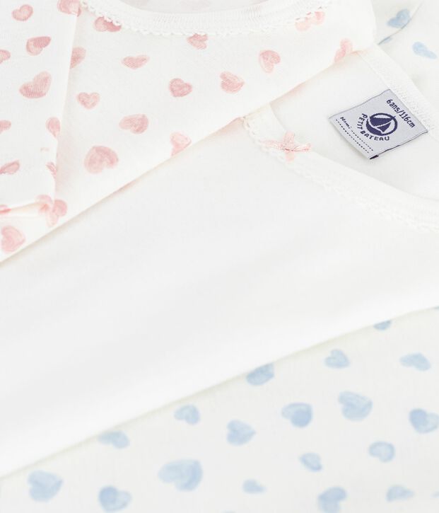 Pack of children's long-sleeved heart-print cotton T-shirts multicolor