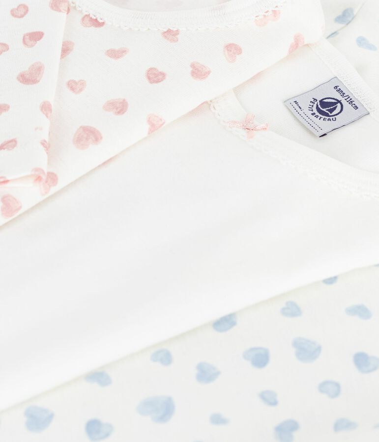 Pack of children's long-sleeved heart-print cotton T-shirts multicolor