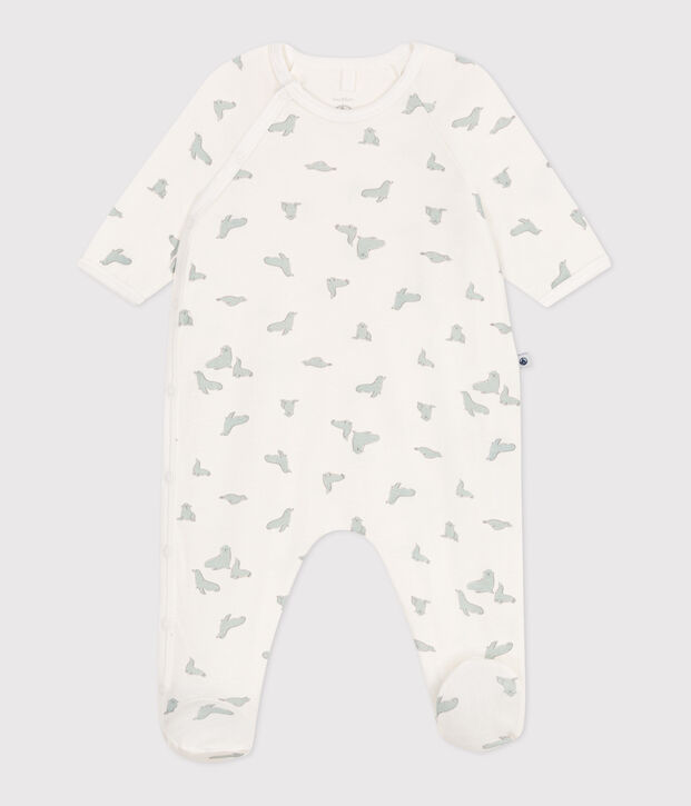 Babies' whale pattern cotton pyjamas white/multicolor