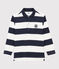 Boys' Long-Sleeved Polo Shirt SMOKING blue/MARSHMALLOW white