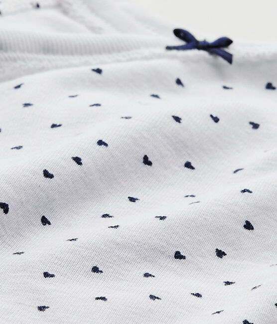 Newborn baby girls' short-sleeved printed bodysuit ECUME white/MEDIEVAL blue