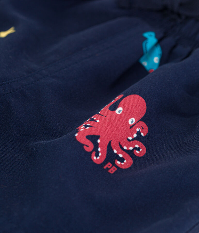 Babies' Recycled Fabric Swim Shorts MEDIEVAL blue/MULTICO white