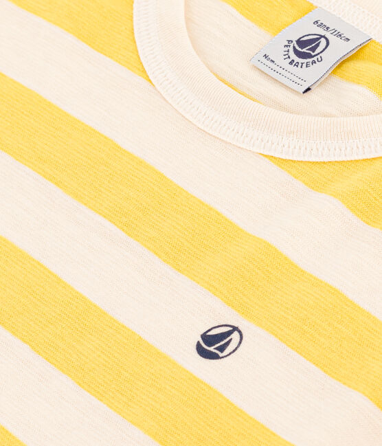 Boys' Striped Slub Jersey T-shirt NECTAR yellow/AVALANCHE