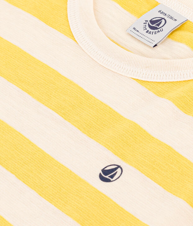 Boys' Striped Slub Jersey T-shirt yellow/ecru