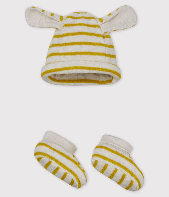 Unisex baby striped bonnet and bootees variante 2