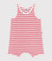 Babies' short stripy cotton jumpsuit MARSHMALLOW red/SPI
