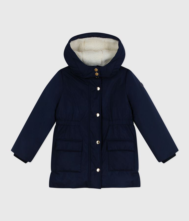 Children's plain mid-length parka blue
