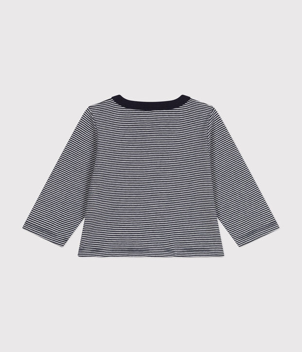 Babies' Stripy Tube Knit Cardigan blue/white