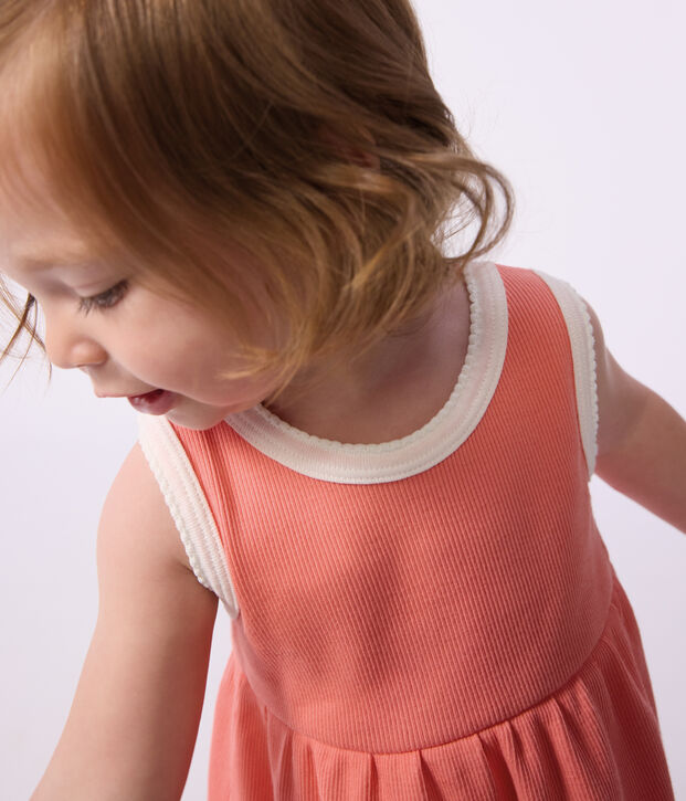 Babies' sleeveless plain cotton dress FLAMAND