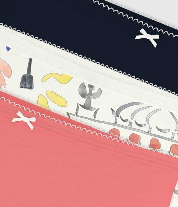 Pack of children's high-waisted printed cotton pants multicolor