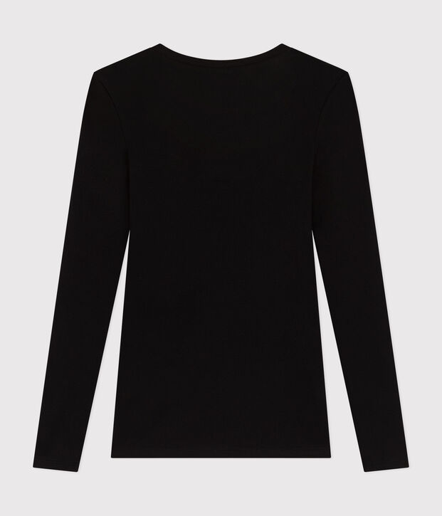 Women's long-sleeved dancer neck T-shirt black