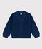 Girls' cotton fisherman's rib cardigan INCOGNITO blue