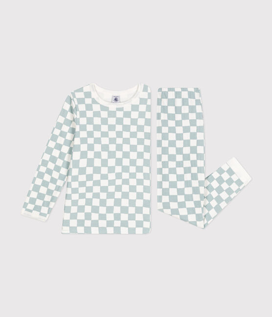 Children's chequer print cotton pyjamas MARSHMALLOW /PAUL