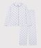 Women's buttoned stripe and heart print cotton pyjamas white/multicolor