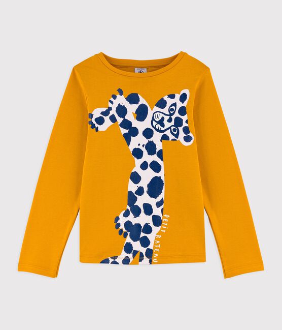 Girls' Long-Sleeved Cotton T-Shirt BOUDOR yellow