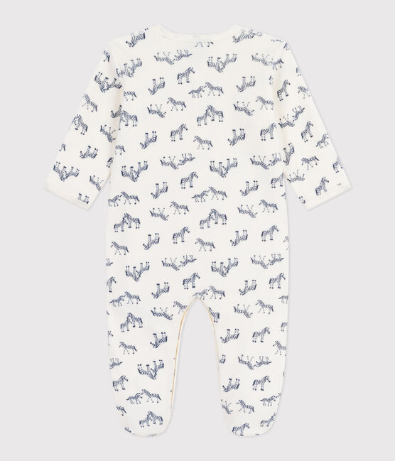 Babies' velour pyjama suit with a zebra print MILK blue/SOIR