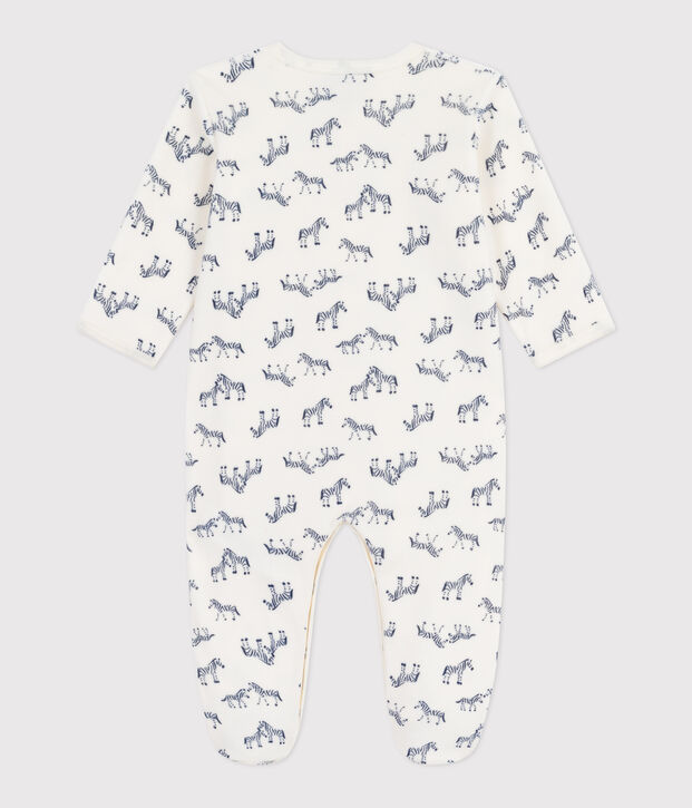 Babies' velour pyjama suit with a zebra print blue/blue