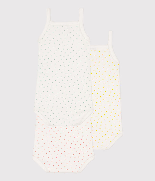 Cotton Heart Vest Bodysuits - Pack of 3 multicolor