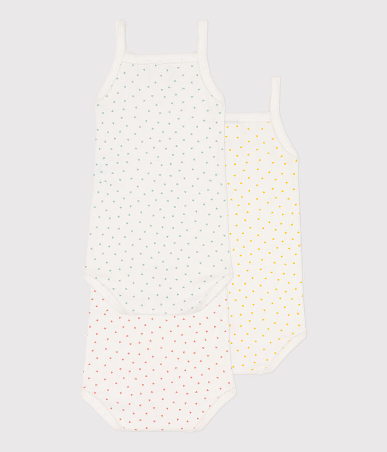 Cotton Heart Vest Bodysuits - Pack of 3 multicolor