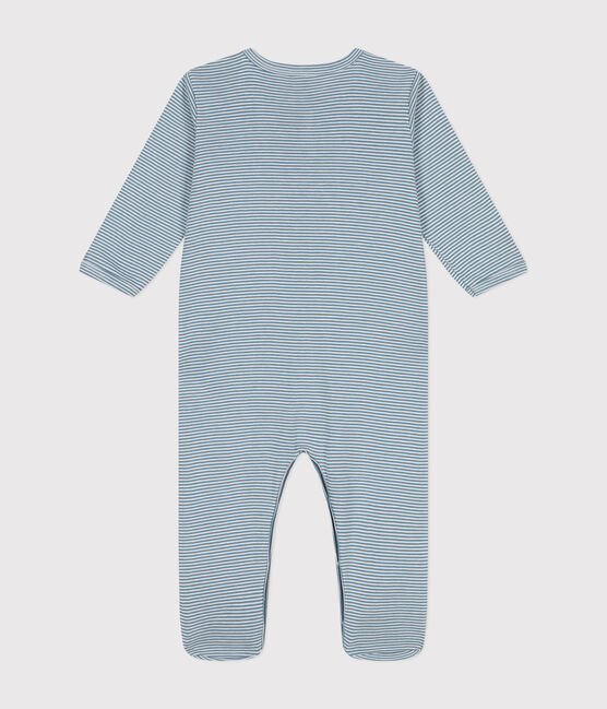 Babies' printed cotton pyjamas ROVER blue/MARSHMALLOW white