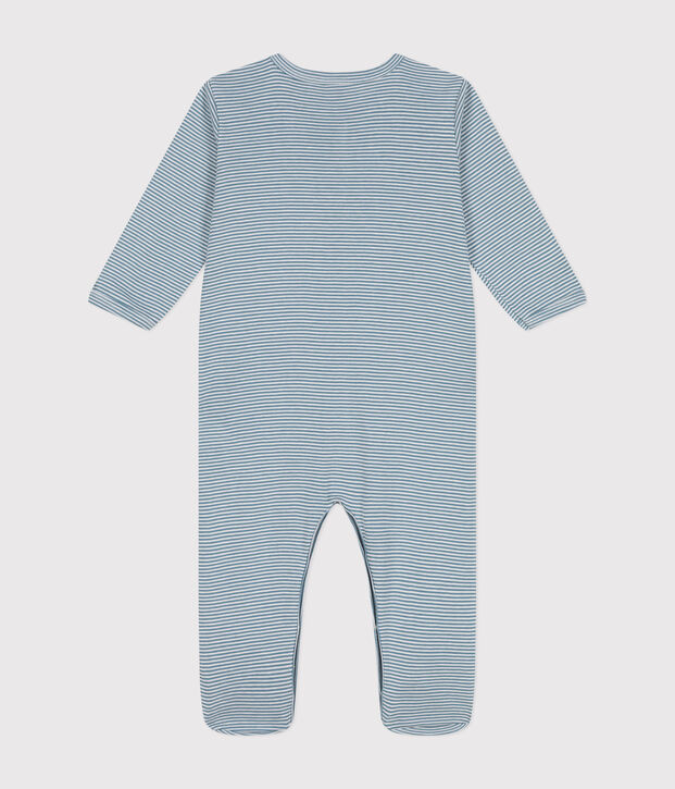 Babies' printed cotton pyjamas blue/white