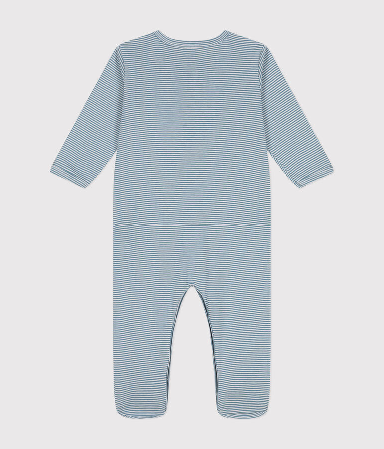 Babies' printed cotton pyjamas blue/white