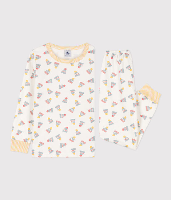 Children's Hat Fleece Pyjamas MARSHMALLOW white/MULTICO white