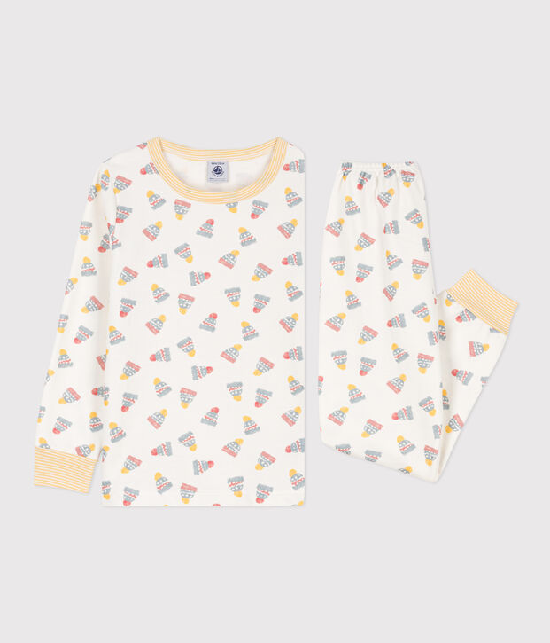 Children's Hat Fleece Pyjamas white/multicolor