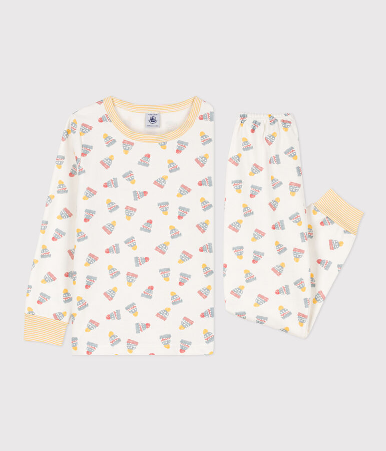 Children's Hat Fleece Pyjamas white/multicolor