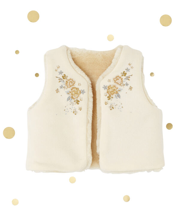 Baby girl's reversible sleeveless cardigan white