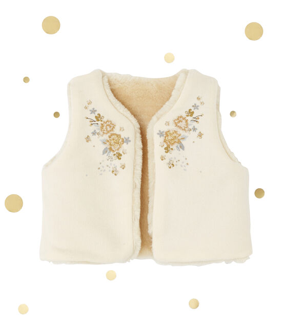 Baby girl's reversible sleeveless cardigan COQUILLE beige