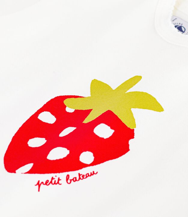 Babies' short-sleeved patterned cotton T-shirt white