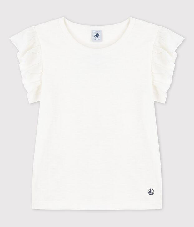 Girls' Short-Sleeved Cotton T-Shirt white