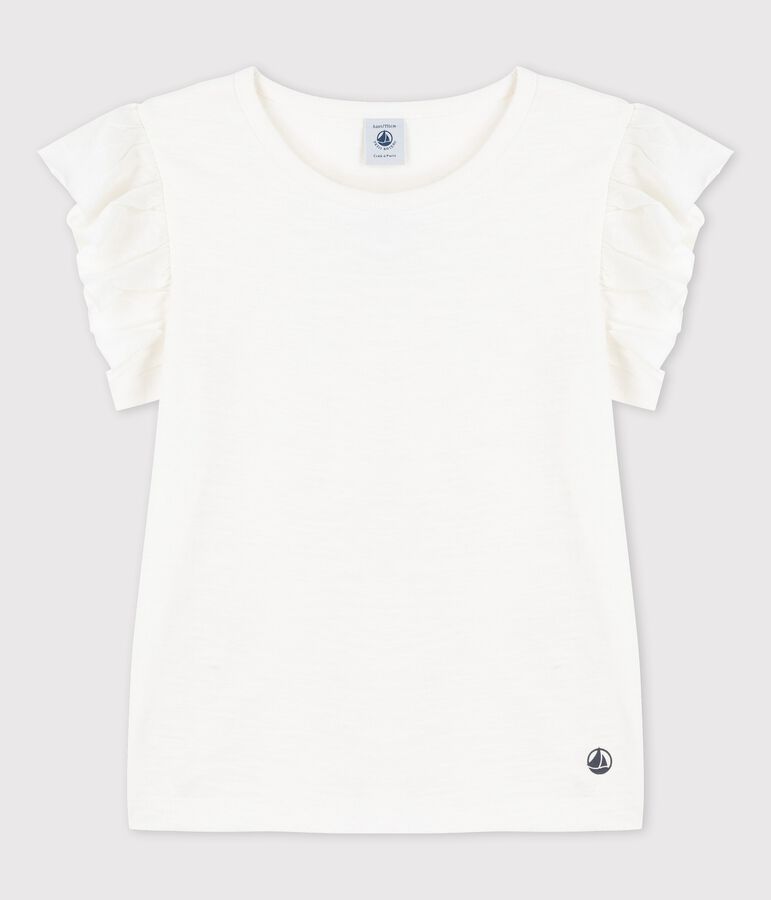 Girls' Short-Sleeved Cotton T-Shirt white