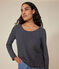 Women's Straight long-sleeved scoop neck T-shirt in slub jersey. SMOKING /MONTELIMAR