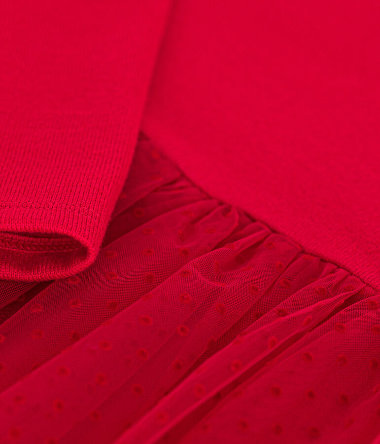 Girls' dress in heavy jersey and tulle red