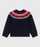 Boys' Wool/Cotton Patterned Knit Pullover SMOKING blue/MULTICO white