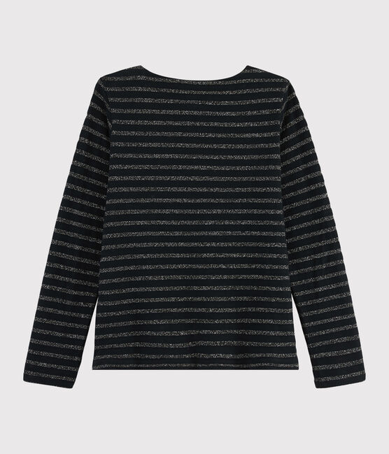 Women's shiny Breton Top NOIR black/NOIR ARGENT BRILLANT