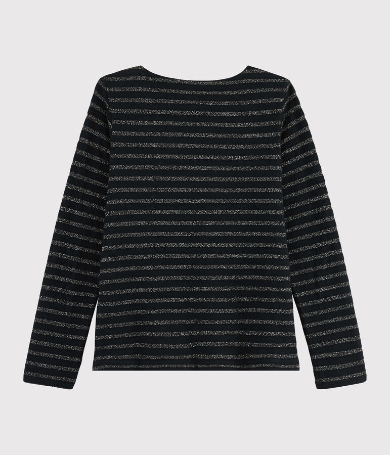 Women's shiny Breton Top black/NOIR ARGENT BRILLANT