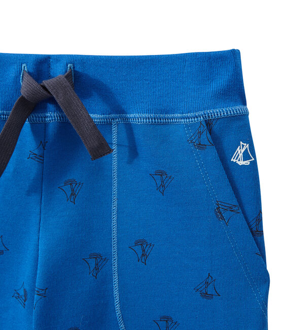 Boy's bermudas in heavyweight print jersey PERSE blue/SMOKING blue