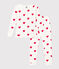 Girls' Snugfit Heart Patterned Cotton Pyjamas MARSHMALLOW white/TERKUIT red