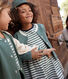 Girls' Stripy Short-Sleeved Cotton Dress