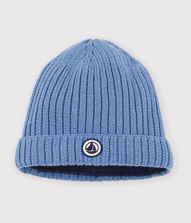 Babies' Knit Hat with Fleece Lining blue