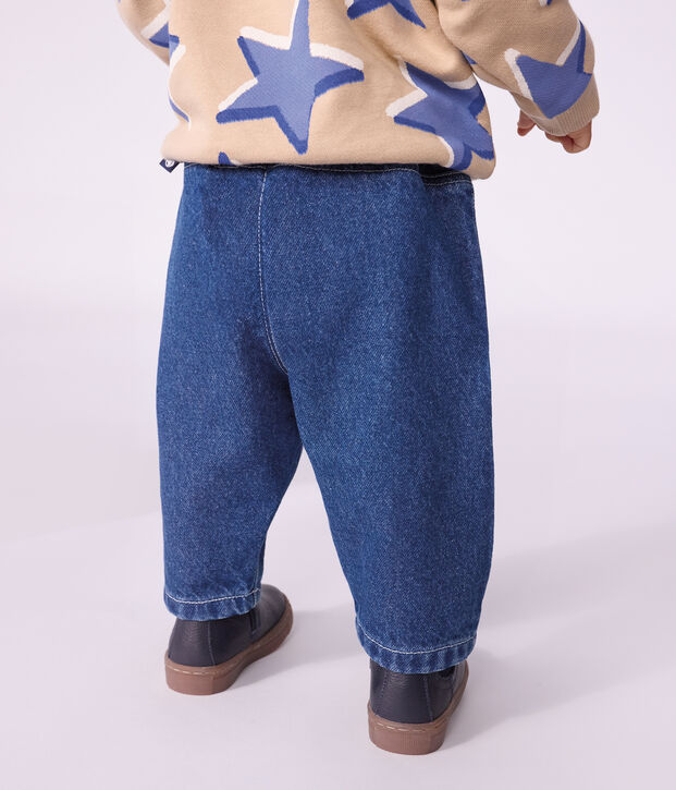 Babies' plain denim trousers blue